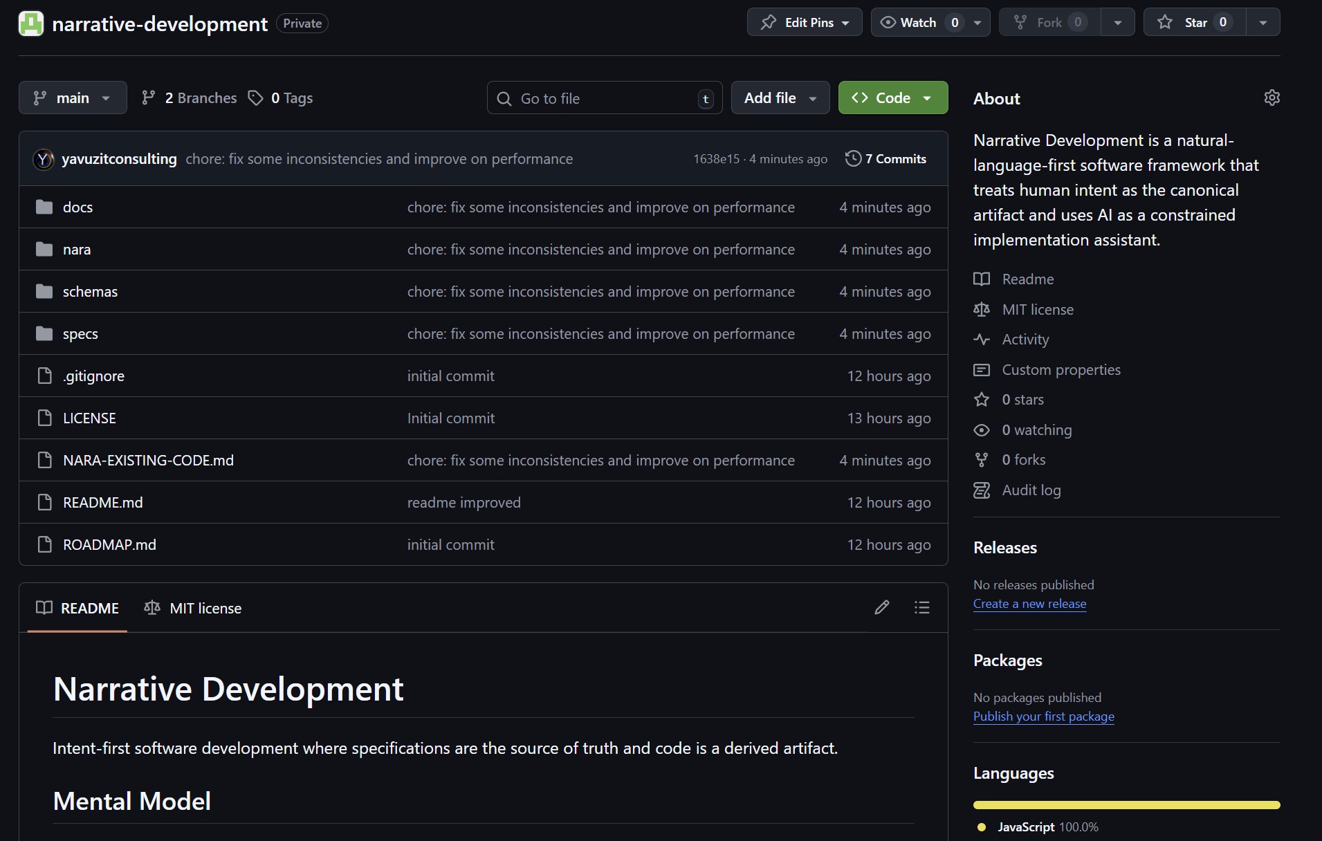 Narrative Development project screenshot